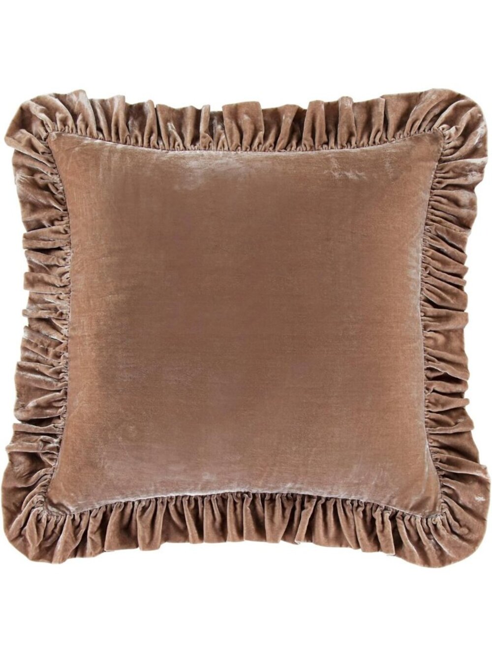 Dusty Rose Faux Silk Velvet Ruffled Euro Sham | Luxurious Home Decor Accent